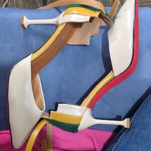 Chic Cream and Multicolor Women's Heels